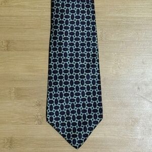 Polo Ralph Lauren Green & Blue Geometric Pattern 100% Silk Tie
